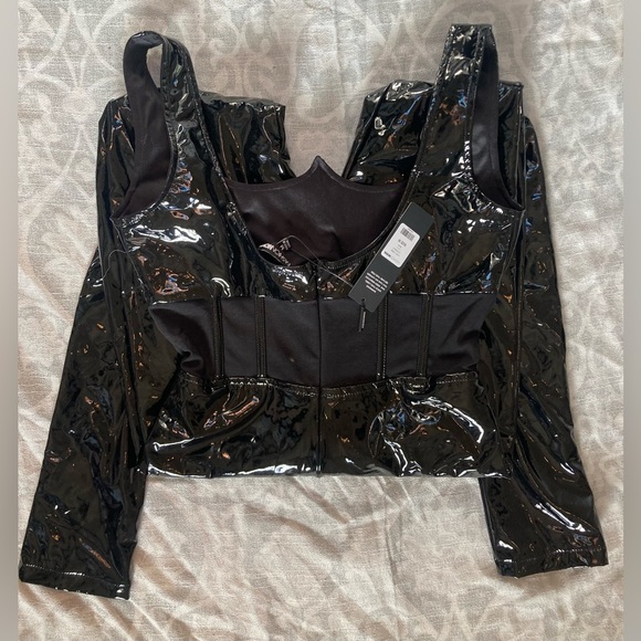 Fashion Nova Black Lory Latex Jumpsuit - Picture 7 of 8